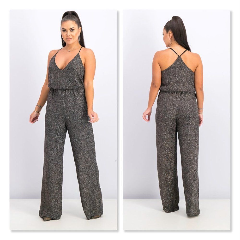 Wayf Domenic Glitter Camisole Jumpsuit size XXL